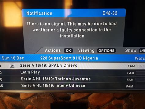 dstv error codes fix